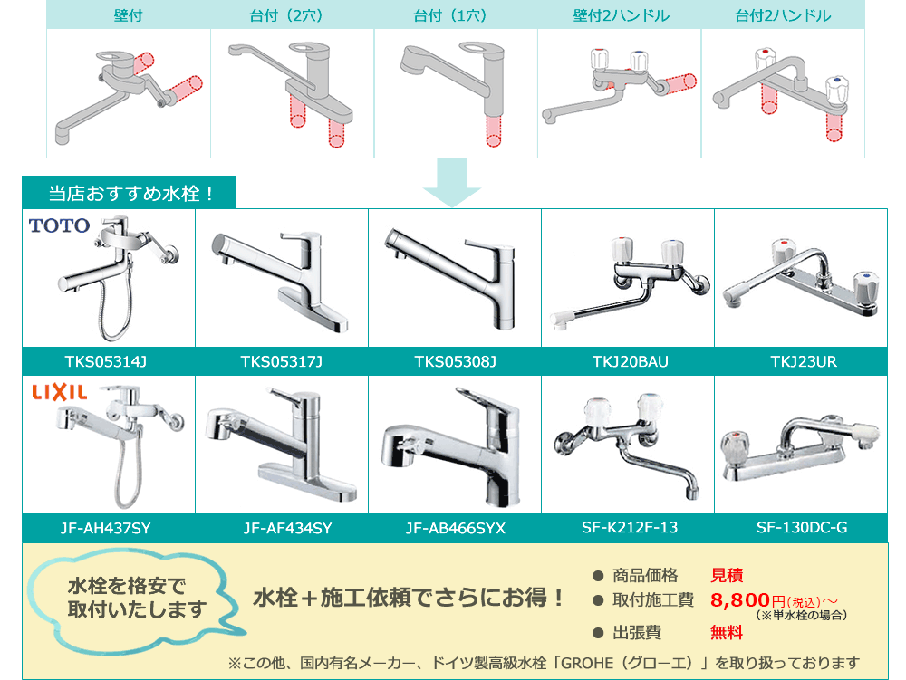 当店おすすめ水栓