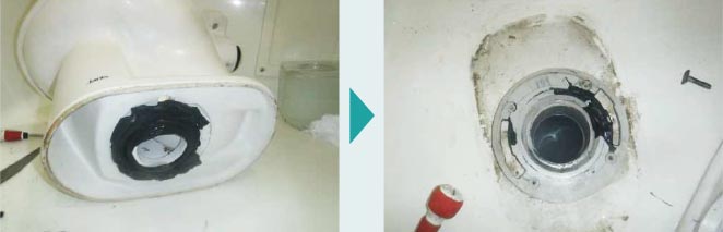 トイレの床と便器の間から水漏れ
