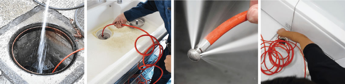 排水管のつまり、臭い、高圧洗浄機（排水管清掃）のイメージ